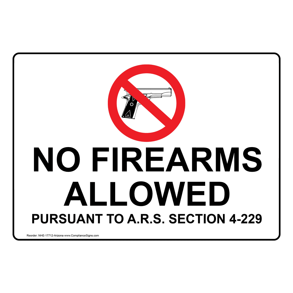 thumbnail interactive-video image 1 of No Firearms Allowed Warning Sign – Heavy-Duty Aluminum, 7x10 Inches, Weatherproof (Made In USA) 1 of 6