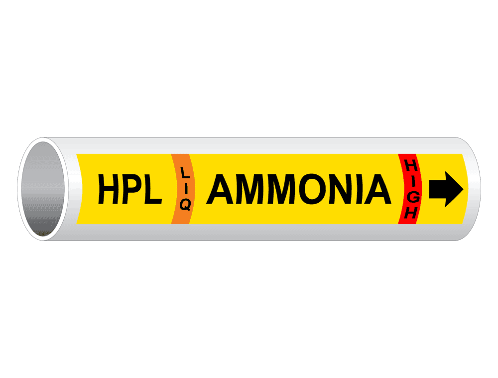 Ammonia Asme A13.1 Hpl Liq Ammonia Pipe Label / Sticker Yellow