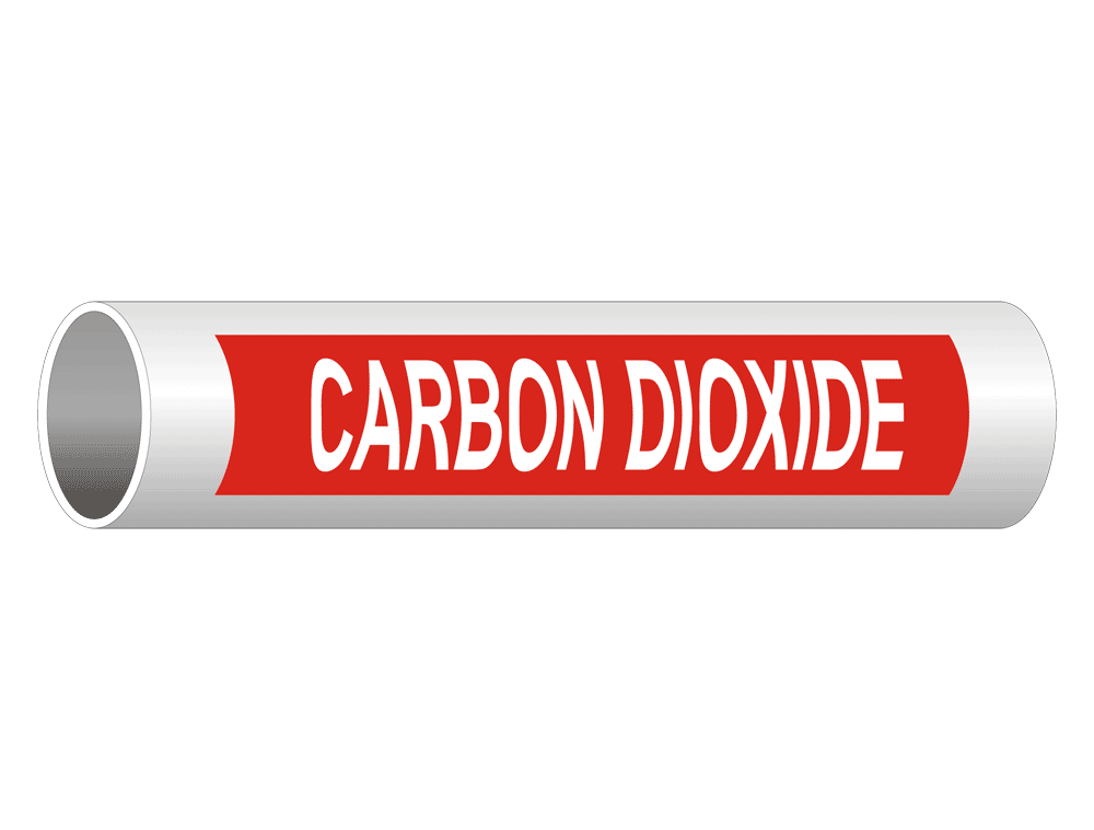 ASME A13.1 Carbon Dioxide White On Red Pipe Label PIPE23150WHTonRed