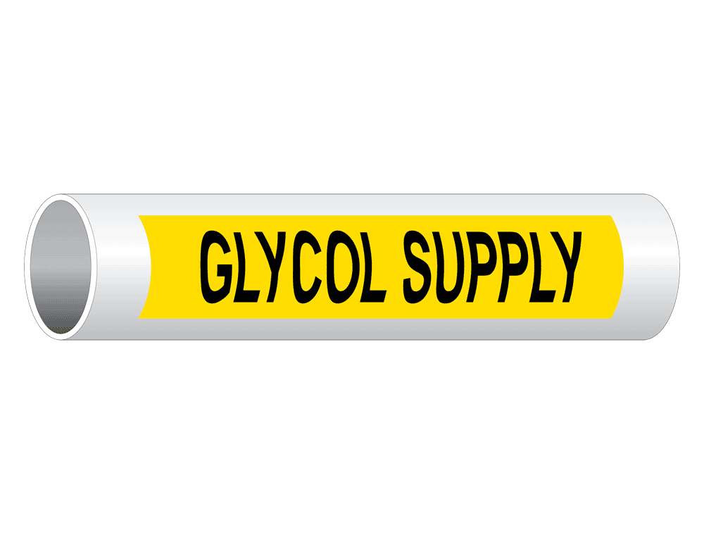 ASME A13.1 Glycol Supply Pipe Label PIPE23540BLKonYLW