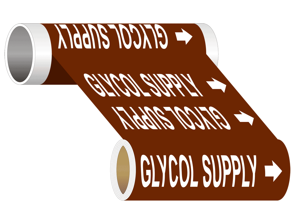 ASME A13.1 Glycol Supply Wide Pipe Label PIPE23540WRWHTonBrown
