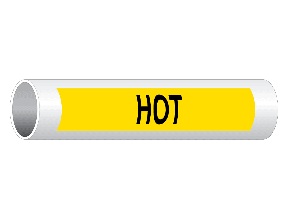 ASME A13.1 Hot Black On Yellow Pipe Label PIPE-23640-BLKonYLW