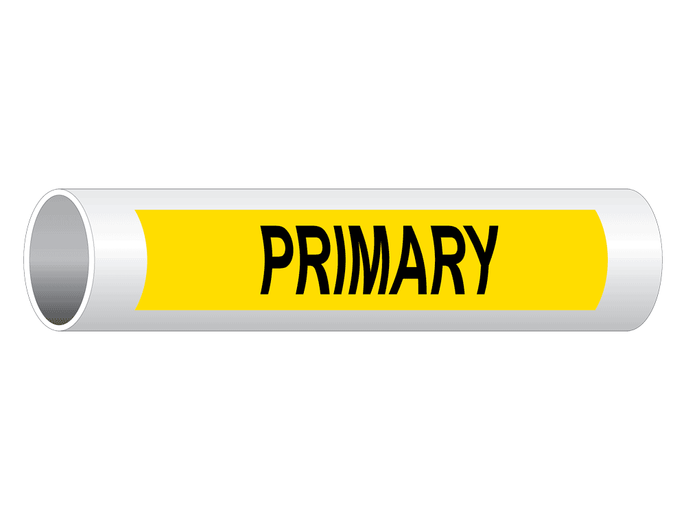 ASME A13.1 Primary Pipe Label PIPE24000BLKonYLW