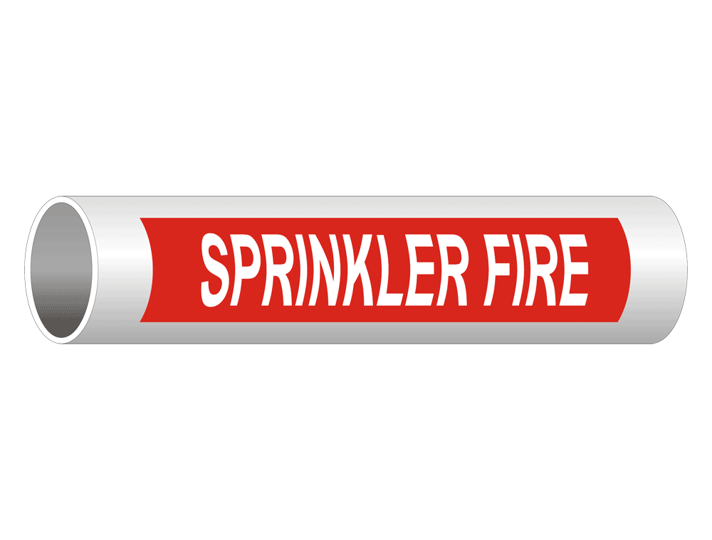 ASME A13.1 Sprinkler Fire Pipe Label PIPE24240WHTonRed Fire Sprinklers