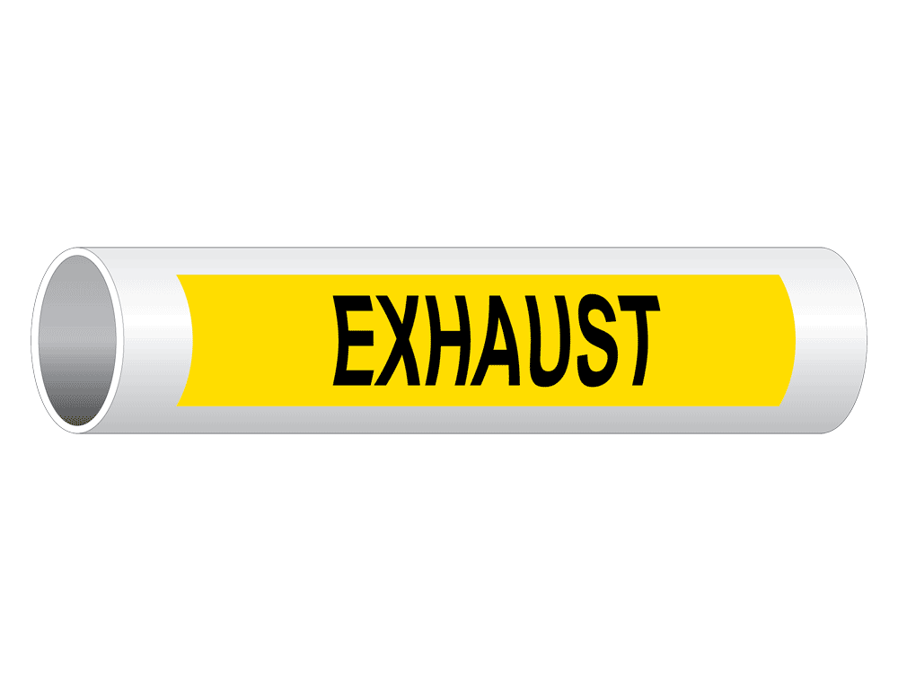 ASMEA13.1 Exhaust Black On Yellow Pipe Label PIPE23430BLKonYLW