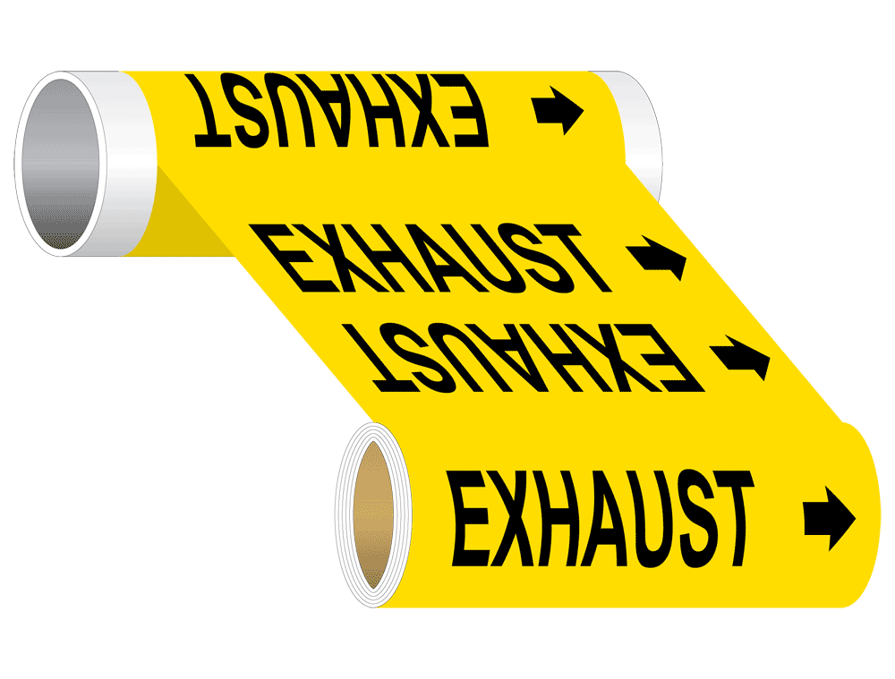 ASMEA13.1 Exhaust Black On Yellow Wide Pipe Label PIPE23430WRBLKonYLW