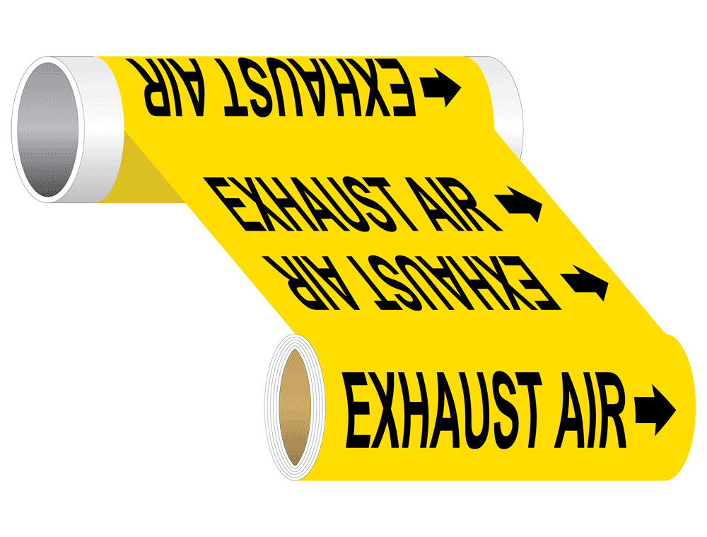 ASMEA13.1 Exhaust Air Wide Pipe Label PIPE23435WRBLKonYLW