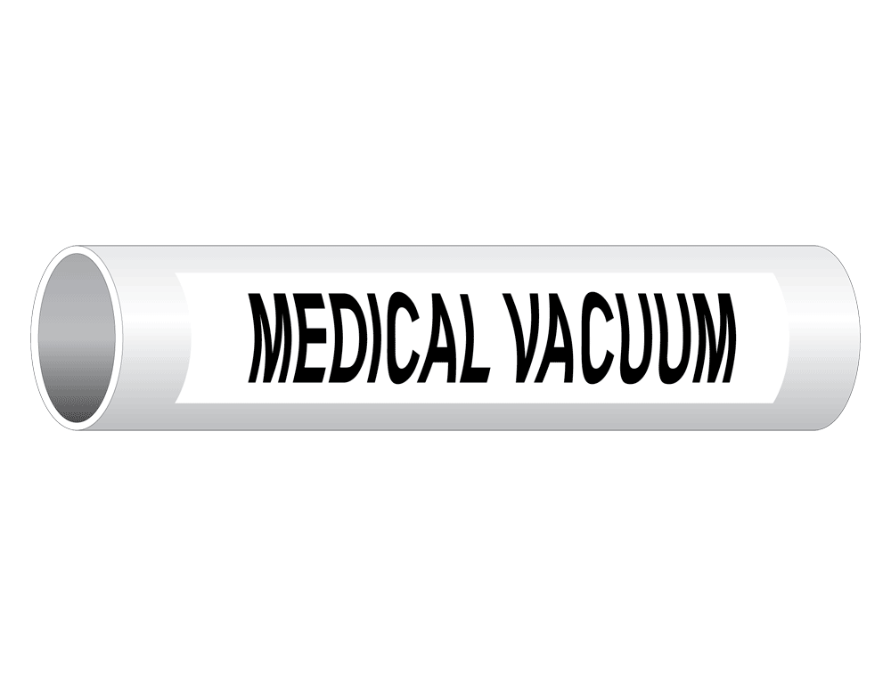 ASME A13.1 Medical Vacuum Pipe Label PIPE23860BLKonWHT