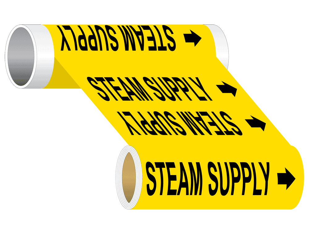 ASME A13.1 Steam Supply Wide Pipe Label PIPE24260WRBLKonYLW