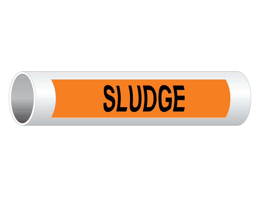 ASME A13.1 Sludge Pipe Label PIPE24190BLKonORNG