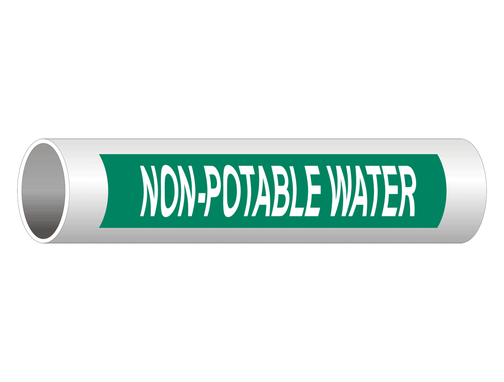 ASME A13.1 NonPotable Water Pipe Label PIPE23935WHTonGreen