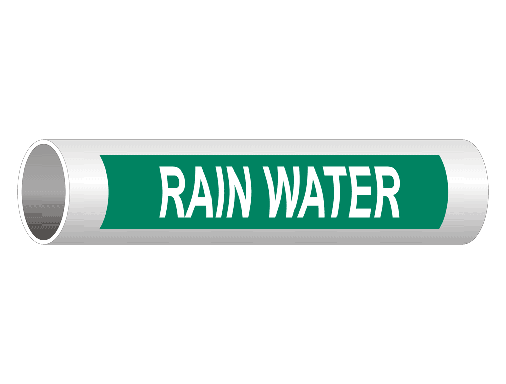 ASME A13.1 Rain Water Pipe Label PIPE24045WHTonGreen