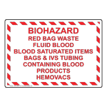 Biohazard Red Bag Waste Fluid Blood Blood Saturated Sign NHE-26822