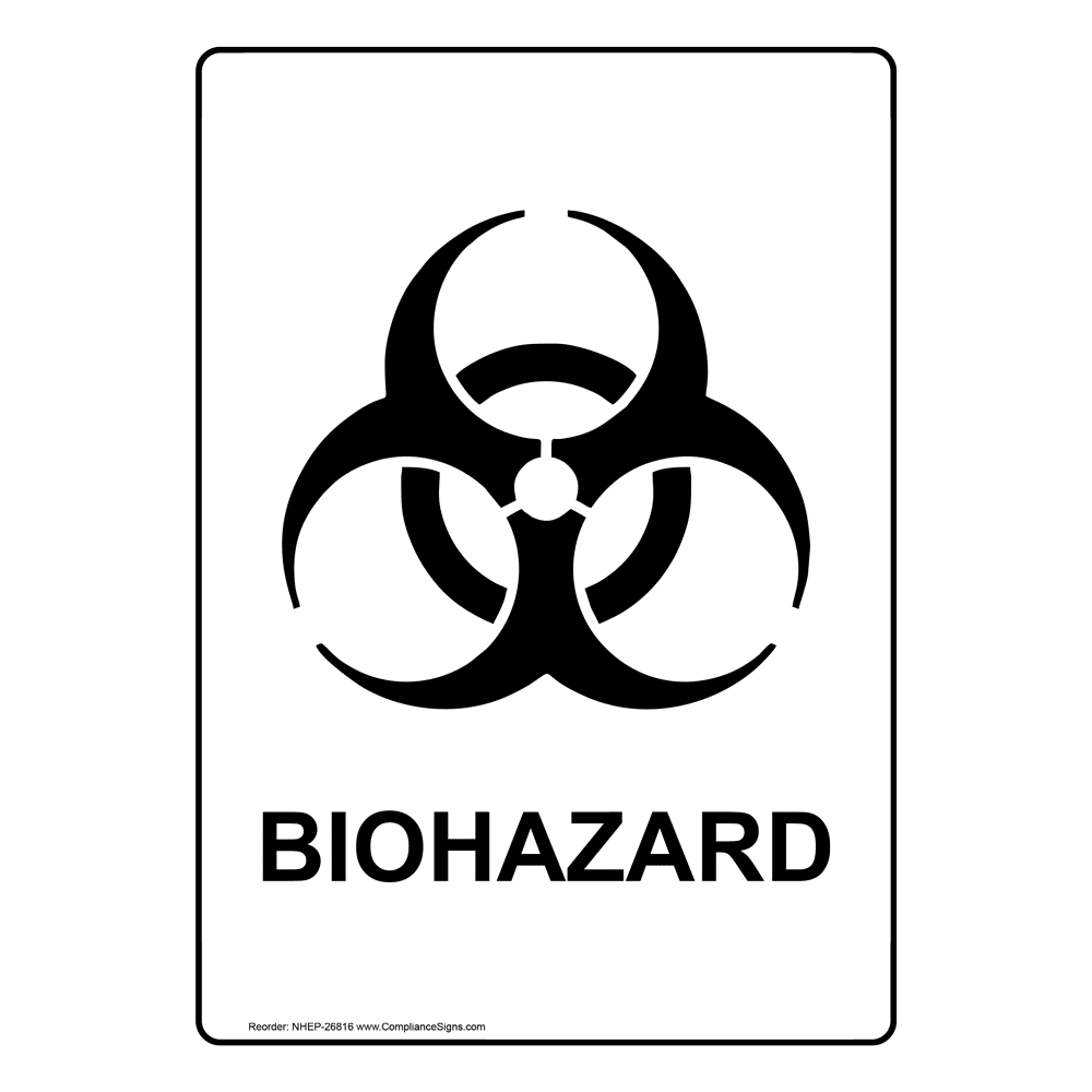 Biohazard Sign With Symbol - White - Vertical