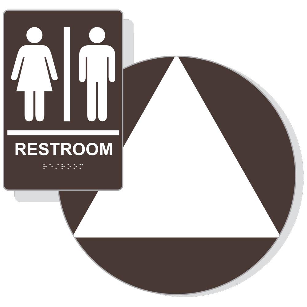 California Title 24 Restroom Braille Sign RRE-110-DCT-T24_WHTonDKBN