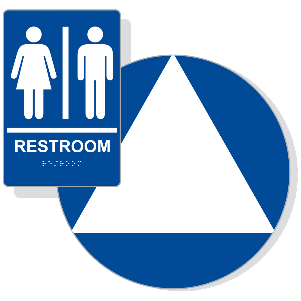 California Title 24 Restroom Braille Sign RRE110DCTT24_WHTonBLU