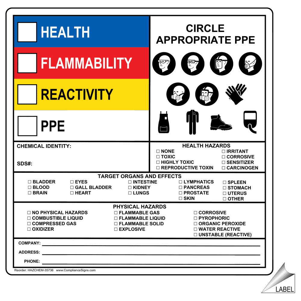 Hazmat Health Flammability Reactivity Ppe Circle Label - US Made