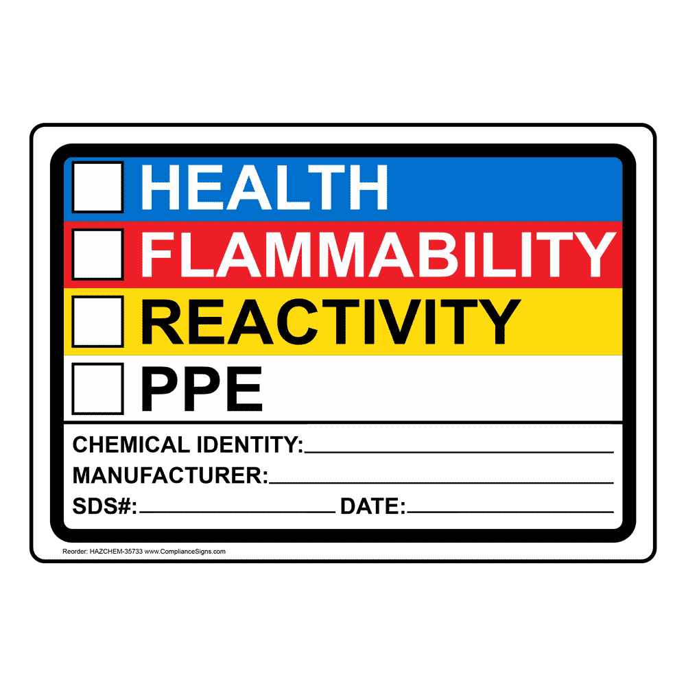 Hazmat Chemical Sign - Health Flammability Reactivity Ppe Chemical