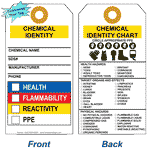 Chemical Identity - PPE Symbols and Hazard Checklist Tag with Tie HAZCHEM-50951