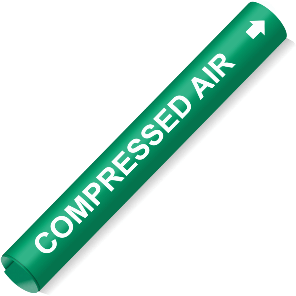 Coiled Pipe Marker COMPRESSED AIR Green ASME A13.1