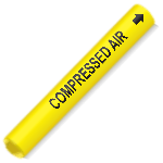 Coiled Black-on-Yellow Compressed Air Pipe Marker