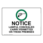 Concealed Carry Permitted Sign NHE-16349 Alcohol / Drugs / Weapons