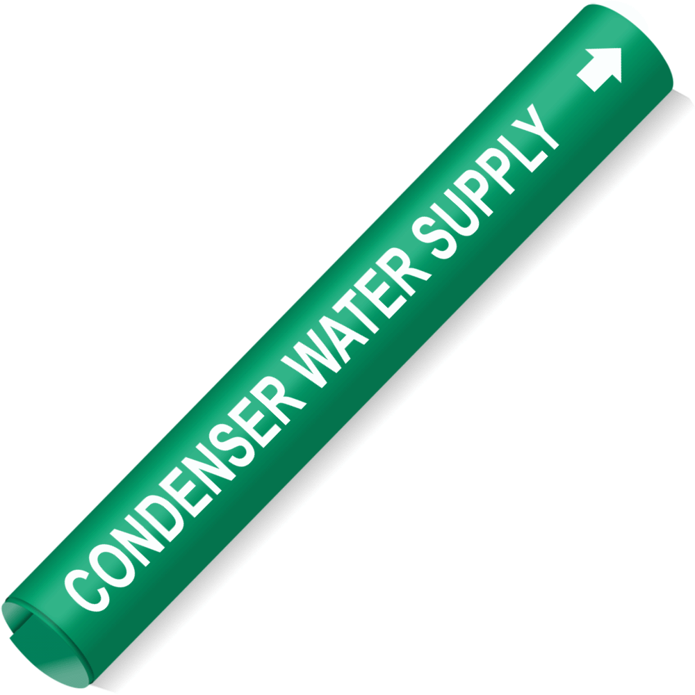 Coiled Pipe Marker CONDENSER WATER SUPPLY Green ASME A13.1