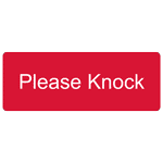 Please Knock White on Red Engraved Sign EGRE-17846-WHTonRed Courtesy