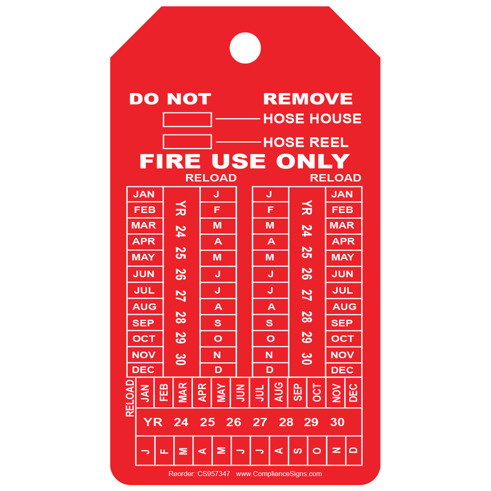 Inspection Tag - Do Not Remove Hose House Hose Reel - Red