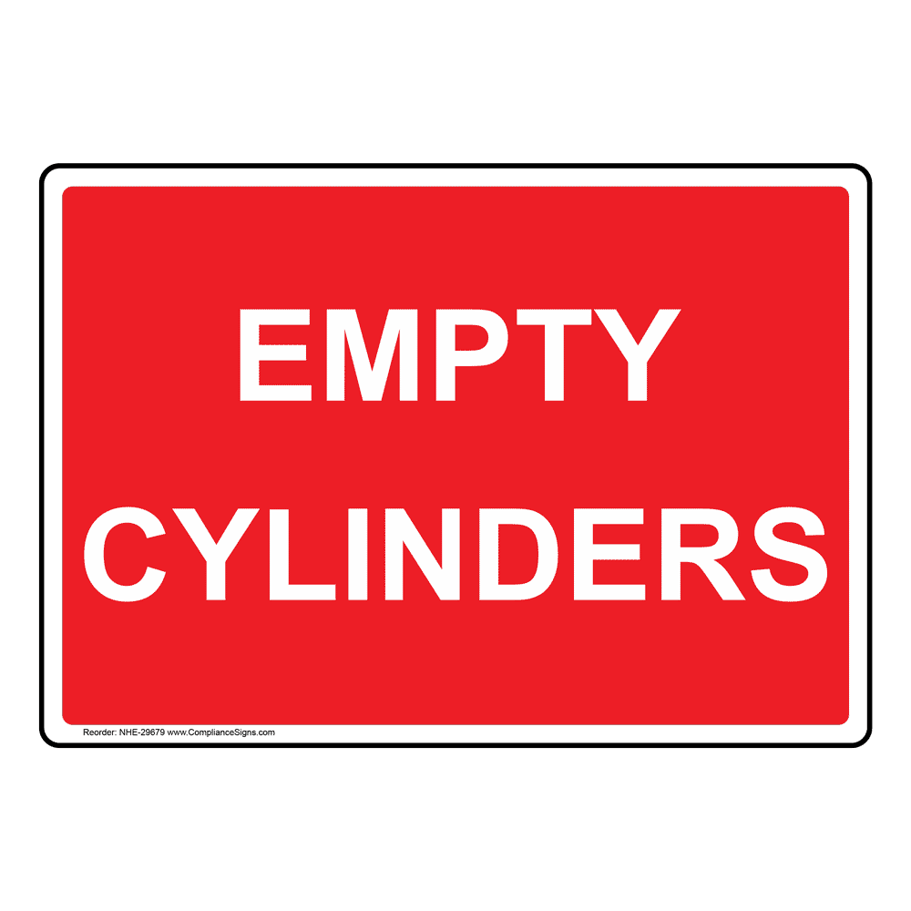 Empty Cylinders Sign or Label Varied Sizes Red