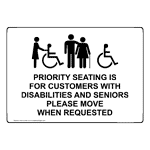 ADA Priority Seating Is For Customers Sign With Symbol NHE-33799