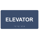 Navy ADA Braille Elevator Sign with Tactile Text - RSME-305_White_on_Navy