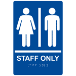 Blue ADA Braille STAFF ONLY Sign with Symbol RRE-990_White_on_Blue