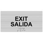 Brushed Silver ADA Braille Exit - Salida Sign with Tactile Text - RSMB-335_Black_on_BrushedSilver
