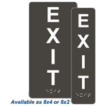 Charcoal Gray ADA Braille Exit Sign with Tactile Text - RSME-19471_White_on_CharcoalGray