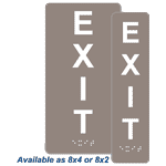 Taupe ADA Braille Exit Sign with Tactile Text - RSME-19471_White_on_Taupe