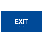 Blue ADA Braille Exit Sign with Tactile Text - RSME-335_White_on_Blue