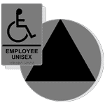 Black on Gray California Title 24 Accessible Employee Unisex Restroom Sign Set RRE-35202_DCT_Title24Set_Black_on_Gray