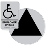 Black on Silver California Title 24 Accessible Employee Unisex Restroom Sign Set RRE-35202_DCT_Title24Set_Black_on_Silver