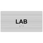 Brushed Silver ADA Braille Lab Sign with Tactile Text - RSME-386_Black_on_BrushedSilver