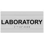 Brushed Silver ADA Braille Laboratory Sign with Tactile Text - RSME-390_Black_on_BrushedSilver