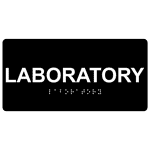 Black ADA Braille Laboratory Sign with Tactile Text - RSME-390_White_on_Black