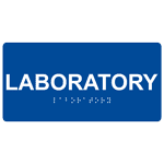 Blue ADA Braille Laboratory Sign with Tactile Text - RSME-390_White_on_Blue