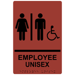 Canyon ADA Braille Accessible EMPLOYEE UNISEX Restroom Sign with Symbol RRE-19619_Black_on_Canyon