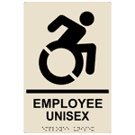 Almond Braille EMPLOYEE UNISEX Sign with Dynamic Accessibility Symbol RRE-35202R-Black_on_Almond