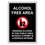 Portrait Alcohol Free Area Drinking Sign With Symbol NHEP-26807