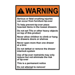 Portrait ANSI WARNING Tip-over Hazard Do not attempt to remove Sign AWEP-19434