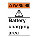 Portrait ANSI WARNING Battery Charging Area Sign with Symbol AWEP-1390