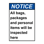 Portrait ANSI NOTICE All bags, packages and personal Sign ANEP-35757