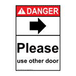 Portrait ANSI DANGER Please use other door Sign with Symbol ADEP-28573